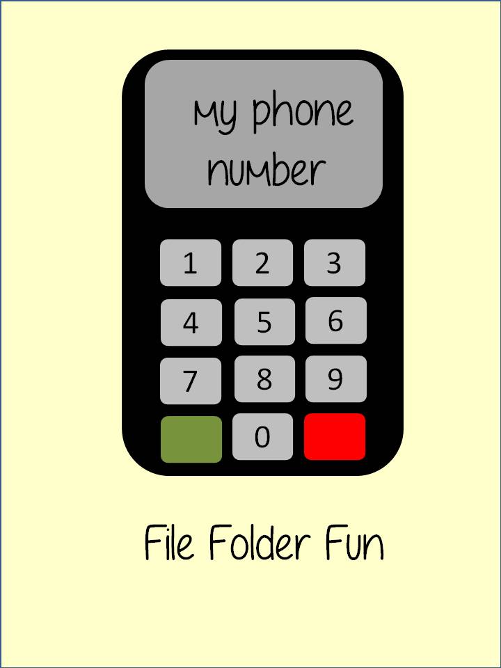 My Phone Number File Folder Fun Lessons And Activities For Everyone